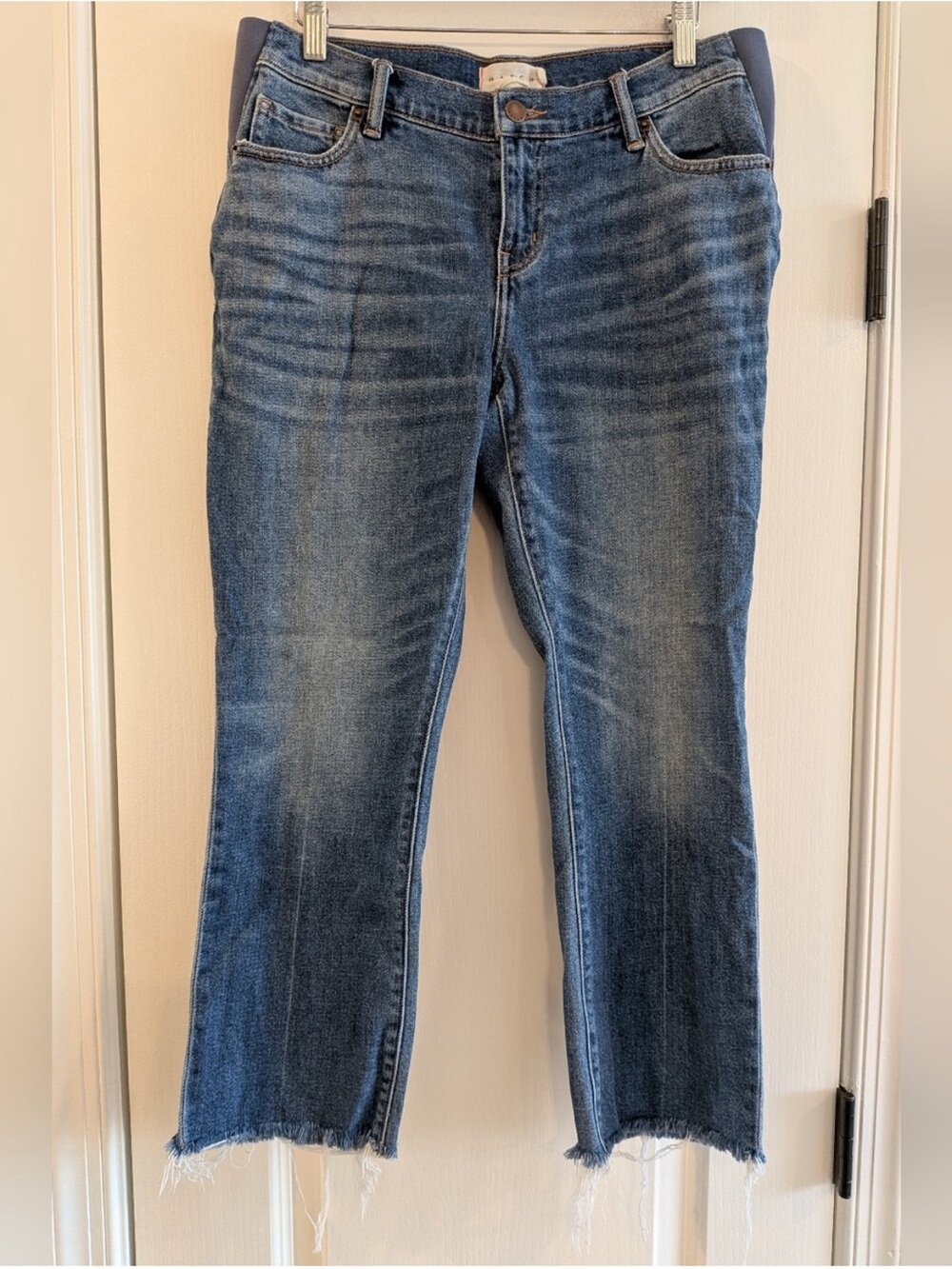 Hatch Medium Blue Cropped Straight Maternity Jeans - Picture 4 of 9